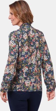 Druckbluse mit raffinierter Ausschnittlösung - marine / ahorn / gemustert - Gr. 24 von Goldner Fashion