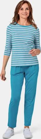 Ringelshirt mit U-Boot-Ausschnitt - türkis / weiß / geringelt - Gr. 23 von Goldner Fashion