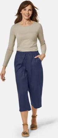 Leinenhose VERA mit weitem Bein - marine - Gr. 54 von Goldner Fashion
