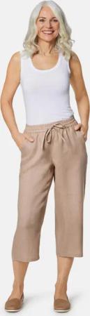 Leinenhose VERA mit weitem Bein - beige / melange - Gr. 27 von Goldner Fashion