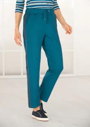 Bequeme Freizeithose mit Schlupfbund und Taschen - petrol - Gr. 27 von Goldner Fashion