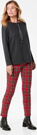 Sweatshirt mit halsfernen Kragen und Tunnelzug - schwarz - Gr. 42 von Goldner Fashion