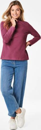 Stehkragenshirt mit Langarm - bordeaux - Gr. 24 von Goldner Fashion