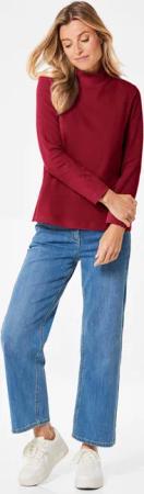 Stehkragenshirt mit Langarm - dunkelrot - Gr. 52 von Goldner Fashion