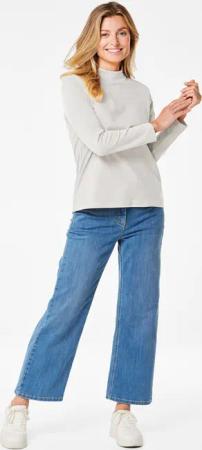 Stehkragenshirt mit Langarm - cremeweiß - Gr. 50 von Goldner Fashion