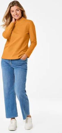 Stehkragenshirt mit Langarm - honig - Gr. 54 von Goldner Fashion
