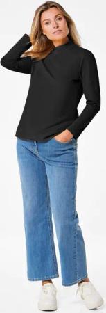 Stehkragenshirt mit Langarm - schwarz - Gr. 25 von Goldner Fashion