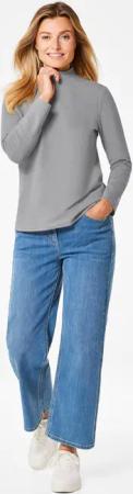 Stehkragenshirt mit Langarm - grau - Gr. 50 von Goldner Fashion