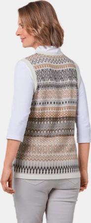 Wunderschöner Pullunder mit Jacquardmuster - grau / camel / gemustert - Gr. 48 von Goldner Fashion