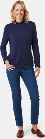Stehkragenshirt mit Langarm - marine - Gr. 38 von Goldner Fashion
