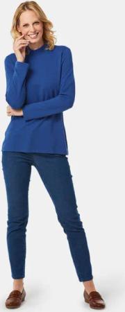 Stehkragenshirt mit Langarm - royalblau - Gr. 21 von Goldner Fashion