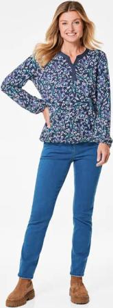 Trageangenehmes Shirt mit individuellem Druck - blau / gemustert - Gr. 20 von Goldner Fashion