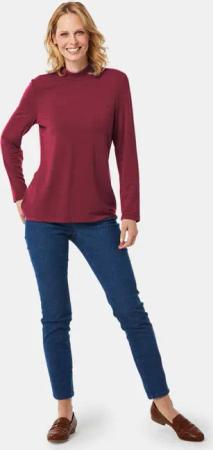 Stehkragenshirt mit Langarm - dunkelrot - Gr. 42 von Goldner Fashion