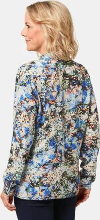 Druckbluse mit raffinierter Ausschnittlösung - schwarz / royalblau / gemustert - Gr. 25 von Goldner Fashion