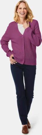Pflegeleichte Strickjacke in hochwertiger Rippenstruktur - beere - Gr. 44 von Goldner Fashion