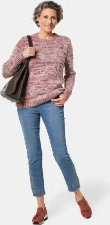 Multicolor-Pullover - rostrot - Gr. 48 von Goldner Fashion