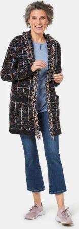 Fransenstrickjacke - marine / gemustert - Gr. 21 von Goldner Fashion