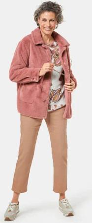 Luxuriöse Fellimitatjacke - pfirsich - Gr. 48 von Goldner Fashion