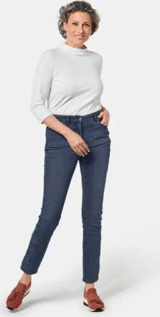 Jeanshose mit Stickerei am Saum - dunkelblau - Gr. 46 von Goldner Fashion