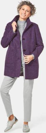 Flauschiger Wollmantel in moderner Optik - lila - Gr. 46 von Goldner Fashion