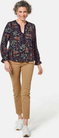 Druckshirt mit Volantärmeln - marine / gemustert - Gr. 44 von Goldner Fashion