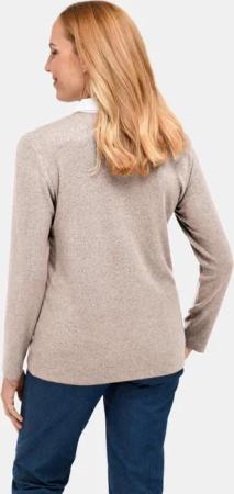 Thermopoloshirt mit flauschiger Innenseite und Baumwollkragen - beige / melange - Gr. 44 von Goldner Fashion
