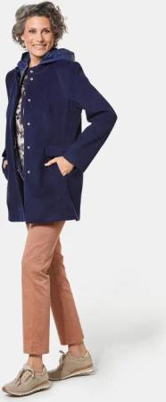 Flauschiger Wollmantel in moderner Optik - marine / meliert - Gr. 50 von Goldner Fashion