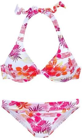 Venice Beach Bügel-Bikini trendiger Flowerprint, herausnehmbare Cups, im Nacken zu binden