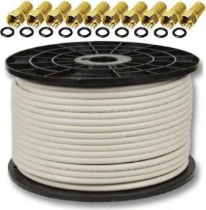 PremiumX 100m PROFI PRO Koaxialkabel 135dB 5-fach Reines Kupfer 10x F-Stecker SAT-Kabel