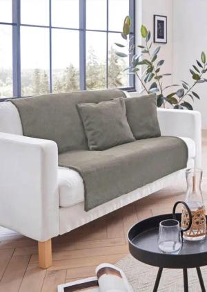 Sessel- und Sofaüberwürfe - graugrün - Gr. 50 x 140 cm von Goldner Fashion
