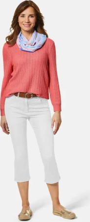 Verkürzte Jeanshose mit ausgestelltem Saum - weiß - Gr. 48 von Goldner Fashion