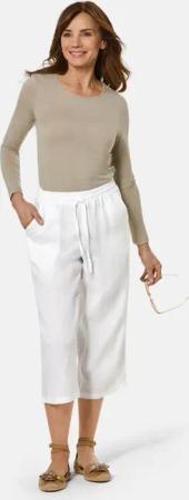 Leinenhose VERA mit weitem Bein - weiß - Gr. 27 von Goldner Fashion