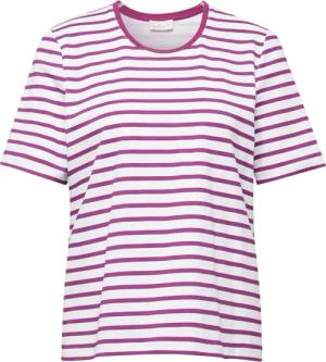 Ringelshirt mit Halbarm - weiß / lila / geringelt - Gr. 54 von Goldner Fashion