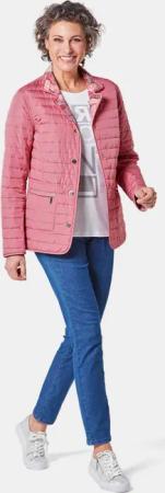 Leichte Druck-Steppjacke zum wenden - altrosé / geblümt - Gr. 50 von Goldner Fashion