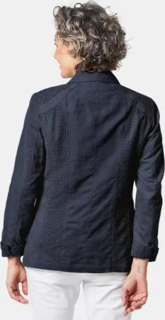 Velourslederimitat-Blazer mit Perforierung - marine - Gr. 20 von Goldner Fashion