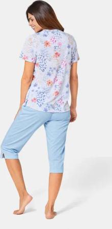 Pyjama mit Halbarm und 3/4-Hose - blau / pink / orange / gemustert - Gr. 52/54 von Goldner Fashion