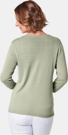 Unkomplizierter Pullover mit V-Ausschnitt - graugrün - Gr. 50 von Goldner Fashion