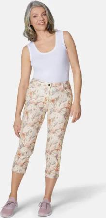 Druckhose mit ausgefallenem Blumenmuster - weiß / gemustert - Gr. 38 von Goldner Fashion