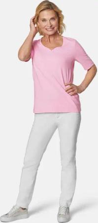 T-Shirt mit charmantem Ausschnitt und Schmucksteinchen - rosé - Gr. 38 von Goldner Fashion
