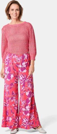 Palazzo-Hose mit sommerlichem Druck - pink / orange / geblümt - Gr. 26 von Goldner Fashion