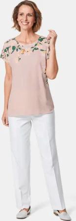 Luftige Chiffonbluse mit floralem Druck - altrosé / geblümt - Gr. 21 von Goldner Fashion