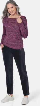 Strickpullover mit Zopfstrick - beere / gemustert - Gr. 25 von Goldner Fashion