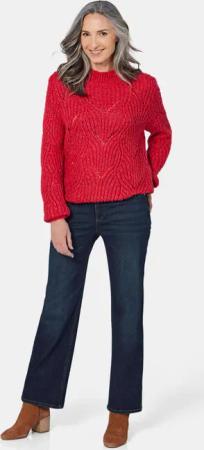 Strickpullover mit Ajourmuster - rot - Gr. 50 von Goldner Fashion
