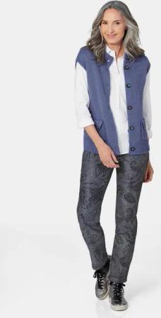 Strickweste mit aufgesetzten Taschen - rauchblau - Gr. 38 von Goldner Fashion