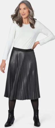 Plisseerock mit Glanz - anthrazit / grau - Gr. 48 von Goldner Fashion