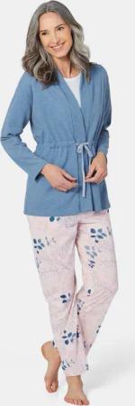 Leichte Fleecejacke mit Bindeband - hellblau - Gr. 40 von Goldner Fashion