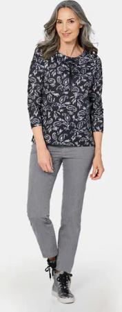 Langarmshirt mit Metallic-Druck - schwarz / gemustert - Gr. 23 von Goldner Fashion