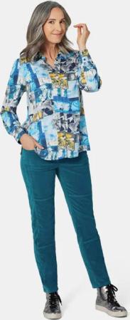 Hemdbluse mit Druck - grau / gemustert - Gr. 48 von Goldner Fashion
