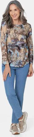 Sweatshirt mit Druck - beige / gemustert - Gr. 52 von Goldner Fashion