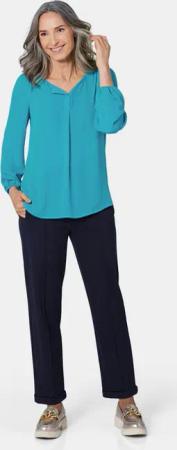 Blusenshirt mit femininem Ausschnitt - türkis - Gr. 21 von Goldner Fashion
